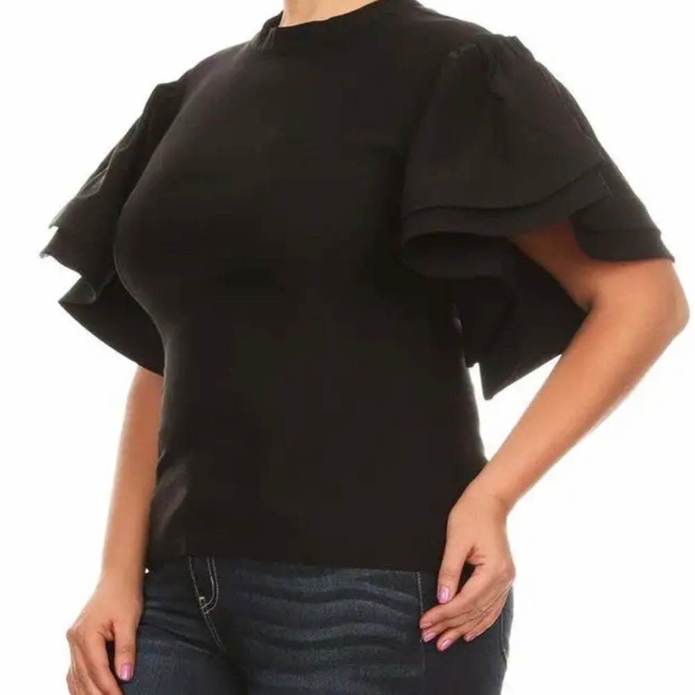 Eien boutique butterfly ruffle blouse dark brown size Small